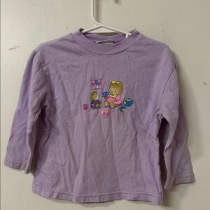 Miniwear Lavender Long Sleeve Tee with Bear Design Y2K